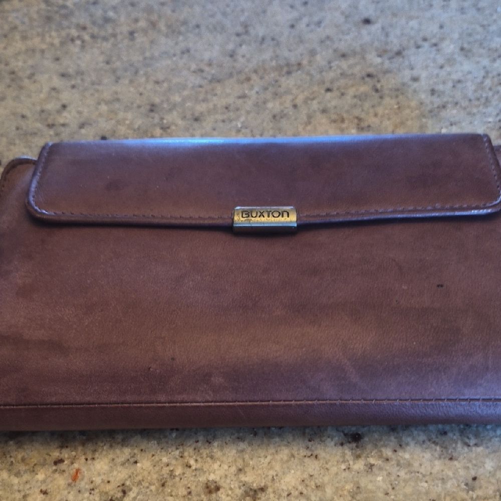Buxton Purple Leather Clutch